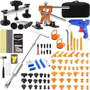 Professional Paintless Dent Repair Kit,Dent Puller Kit with Golden Lifter, Bridge Puller, Slide Hammer T-Bar, Suction Cup for  Auto  Hail  or Door Ding Removal
