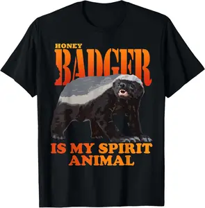 Cotton Graphic Tees Streetwear Gifts  Honey Badger Is My Spirit Animal T-Shirt