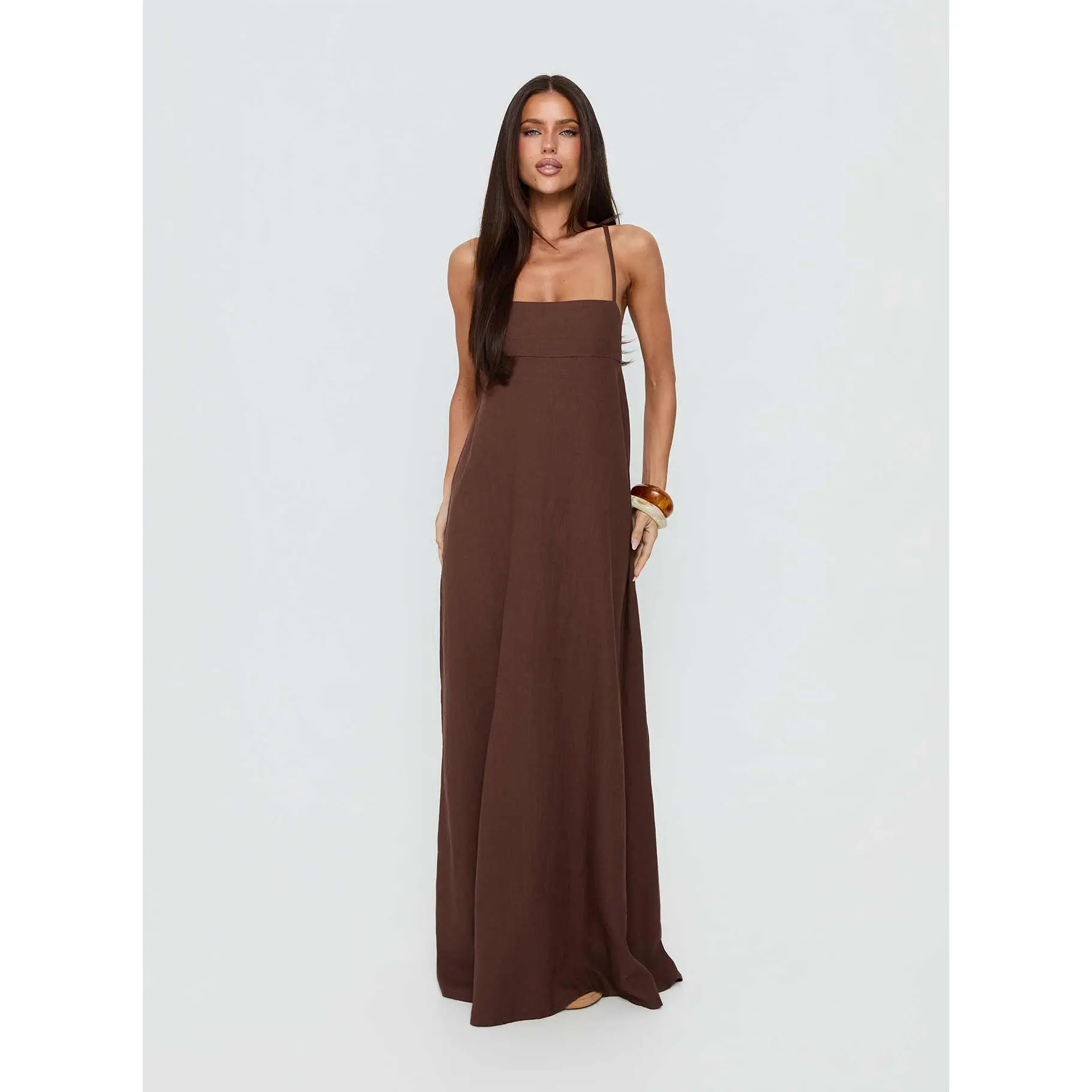 Solie Tie Back Maxi Dress Chocolate