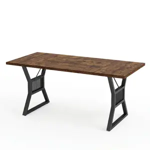Garvee Dining Table 4-6 Person 70.8 Inch, Farmhouse Kitchen Table with Heavy Duty Metal Legs, Wooden Long Dining Room for Kitchen, Living Room, Office