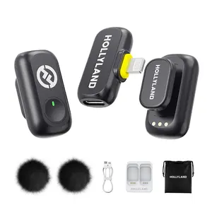 Hollyland LARK A1 Lightning Version Wireless Mini Microphone Compact for iPhone10-iPhone14 Lightning Port (2TX + Lightning RX) 48kHz/24-bit, Magnetic Microphone for Podcast, Vlogging