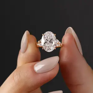 s925 silver egg-shaped zircon starry sky ring for women, simple and stylish ring, simple rose gold diamond-encrusted engagement ring