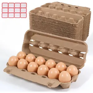 24 Pack Dozen Egg Cartons Bulk 12 Count For Fresh Chicken Eggs Or Duck Eggs, Empty Natural Paper Pulp Egg Cartons Reusable, Strong Sturdy Design Made from Natural Cardboard.