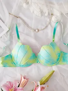 Rainbow Gradient Ombre Shell Cup Design Bra, Comfortable Underwire Single Piece, Perfect for Summer Wear, Stylish & Functional Lingerie