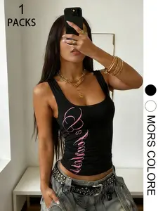 Women's Square Neck Short Tank Top, Comfortable Skin-Friendly Fit, Stylish Fashion Design for High-Waisted Pants/skirts, Versatile for Commuting & Casual Wear