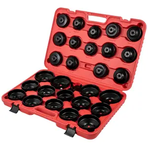VEVOR Oil Filter Socket Set, 30 Pcs Oil Filter Wrench Set, Sturdy Steel Oil Filter Socket, 3/8" Oil Filter Socket, Low Profile Oil Filter Socket Set For Easy Access, Oil Filter Wrench Cap Set w/ Case
