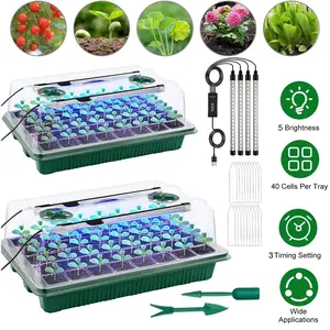 Seed Starter Tray with Grow Light, 2 Packs 80 Cells Seed Starting Kit, Reusable