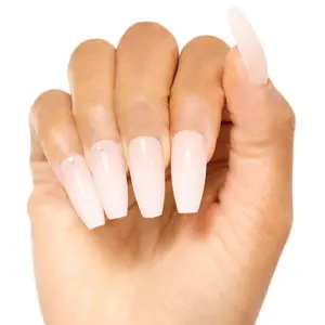 PaintLab Gradient Nude Press-on Nails with Diamonds - Glossy Finish, Seamless Ombre Tones, Delicate Diamond Accents, Coffin Shape, Salon-Quality Results