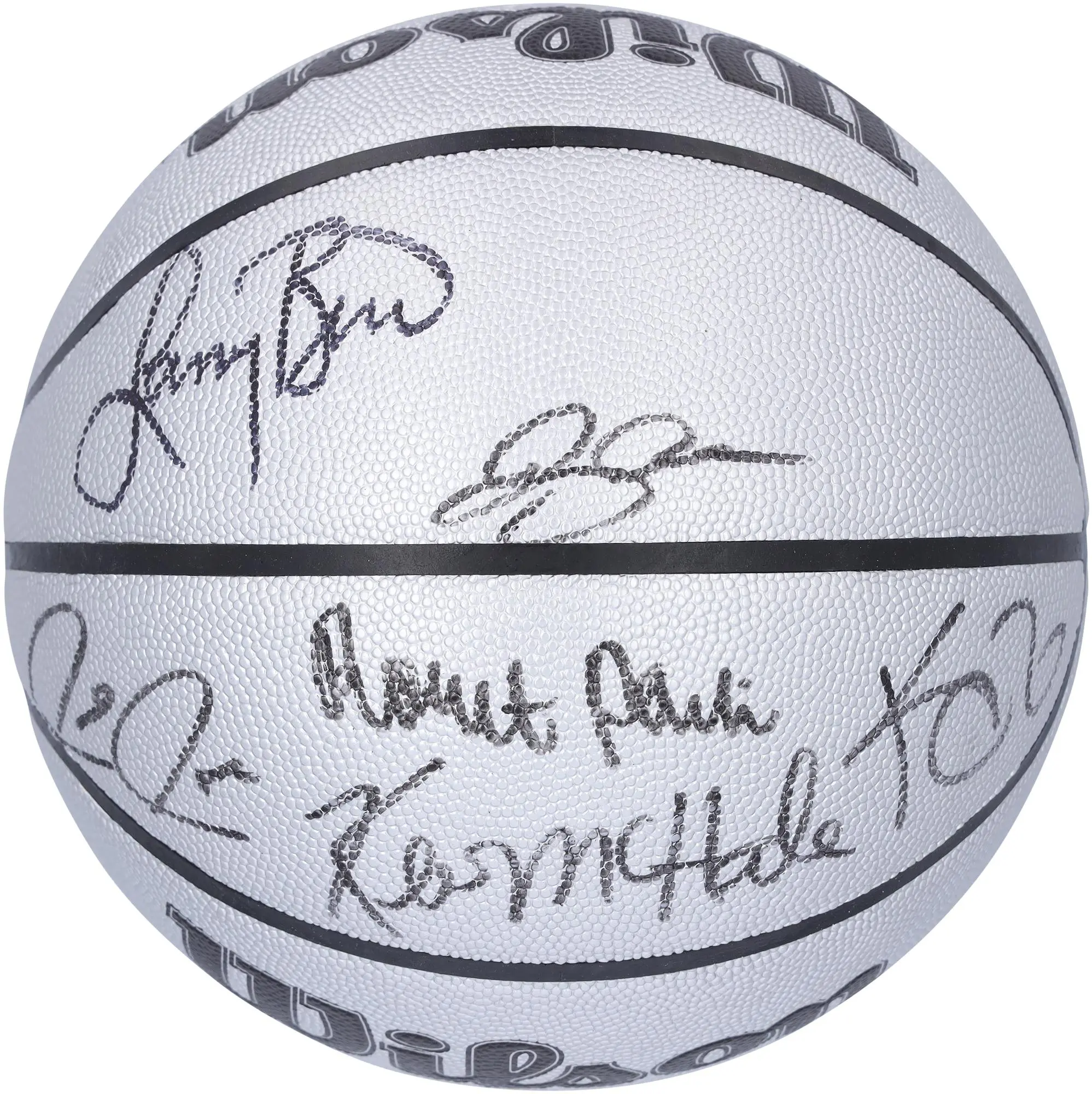 Boston Celtics Legends Multi-Signed Wilson 75th Anniversary Logo Platinum Basketball with Six Signatures including Larry Bird, Robert Parish, Kevin McHale and more - Fanatics Authentic Certified
