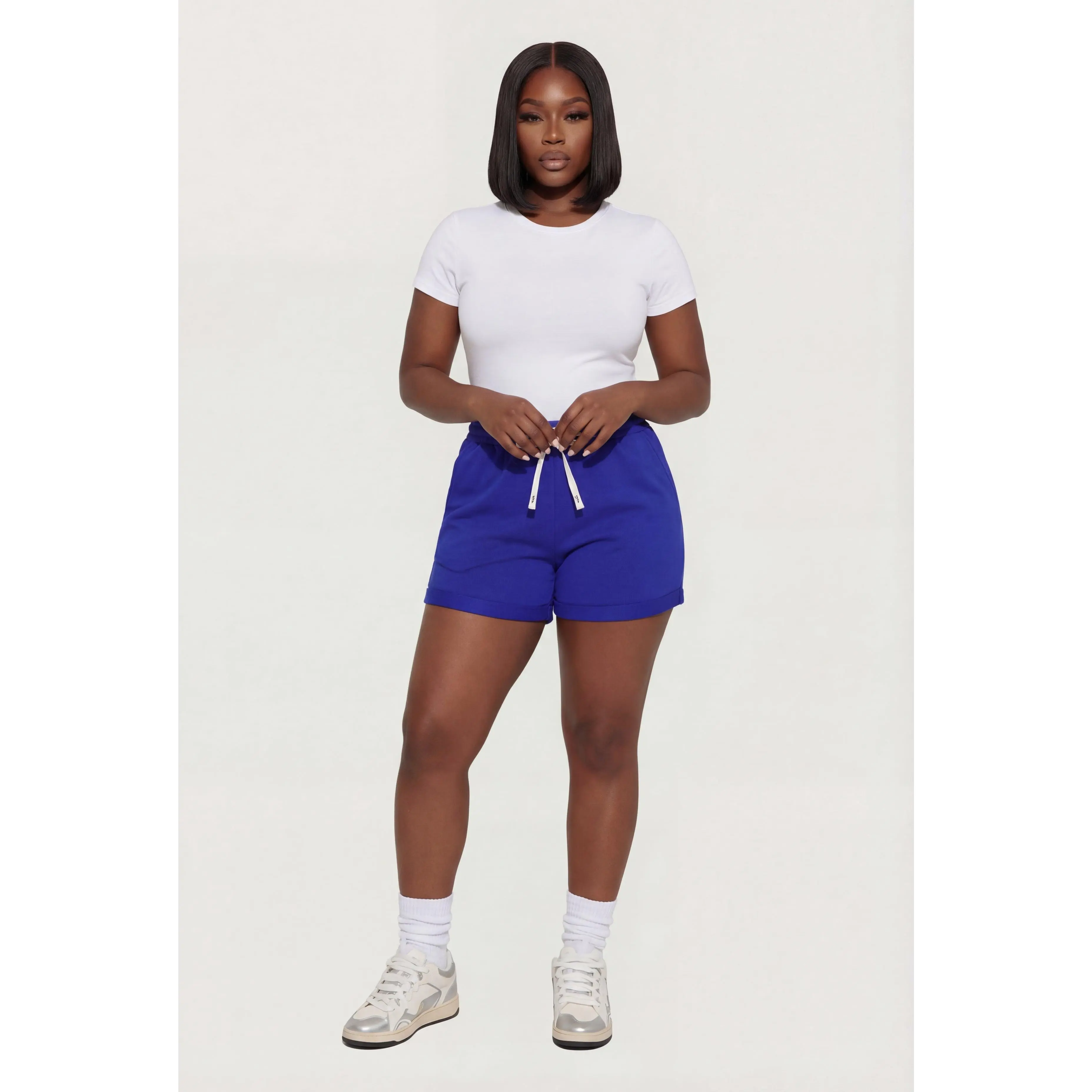 Plus Size High Waisted Fleece Lined Shorts