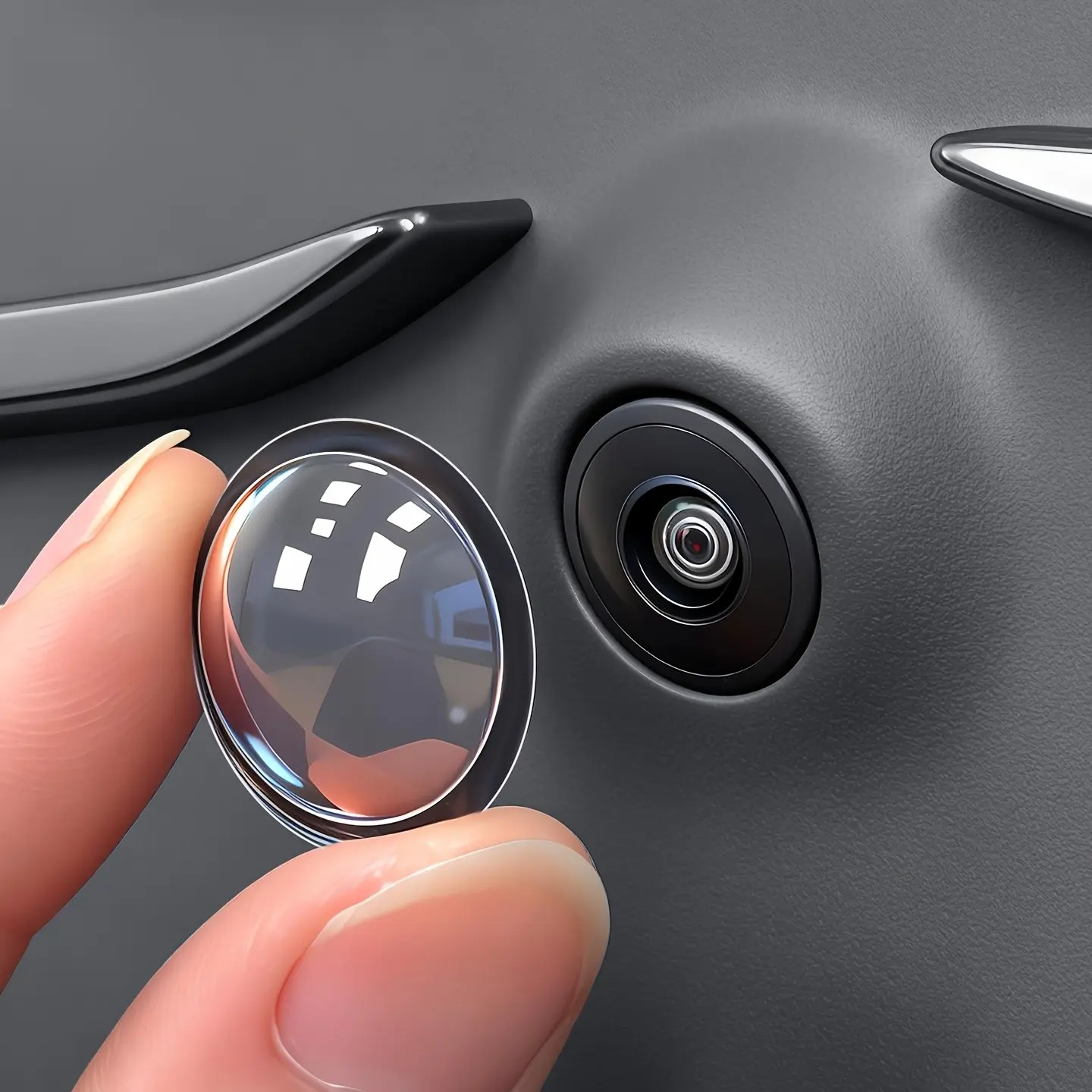 Car External Camera Protective Cover, Premium HD Clear PC Material Front Lens Cover, Self Adhesive Easy Installation, No Damage Car Modification Accessories, Car Dashcam, Universal Fit, Durable Protection