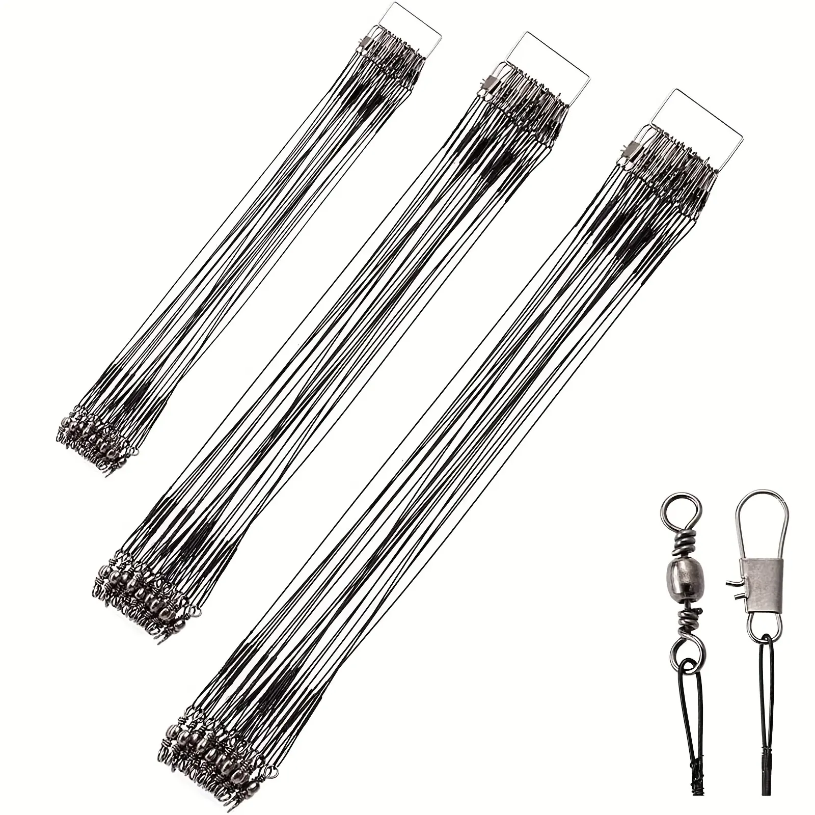20pcs Fishing Leaders & Swivels Kit - Stainless Steel Wire, Snap Connectors & Tackle for Lures, Bait & Rigs