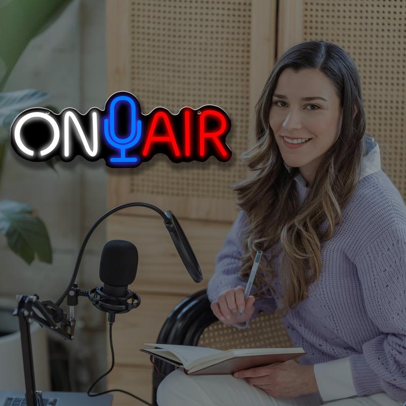 Adjustable on Air Neon Sign LED Wall Decor, Live Streaming Light-Up Logo for Home Studio Game Room Bar Club Garage Party Art Decoration