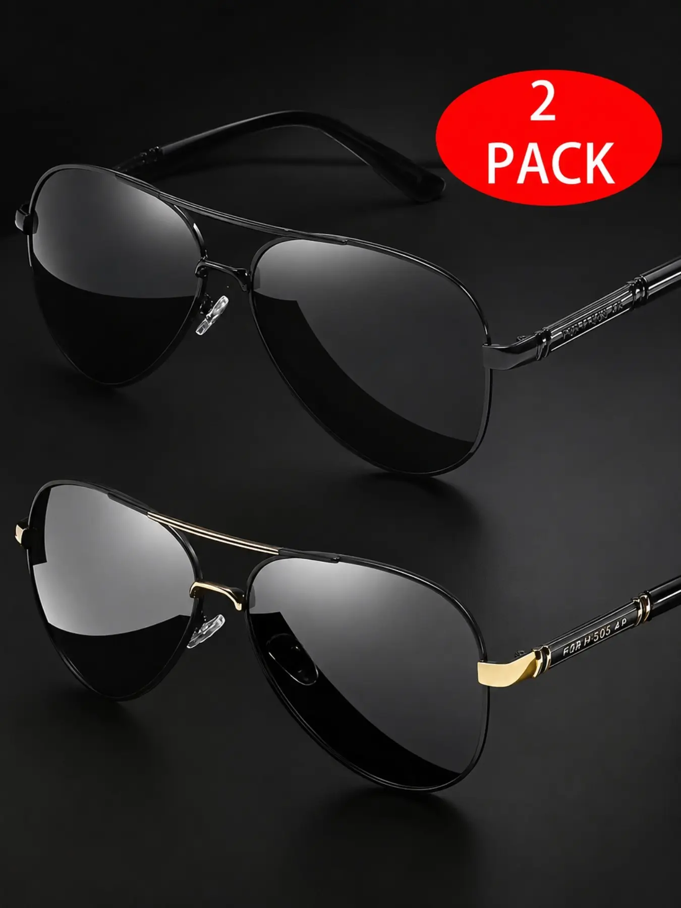 Unisex Full Rim Metal Polarized Aviator Sunglasses, 2-Pair Set, Durable Frames, Anti-Glare Lenses, UV Protection, Men's Fashion Eyewear, Summer Trendy Sunglasses, Summer Sunglasses, Summer Shades