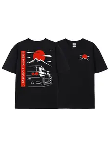Japanese style car JDM culture GTR racing T-shirt men's fashion retro sports casual printed street wear original design oversized top suitable for both men and women all year round universal couple gift