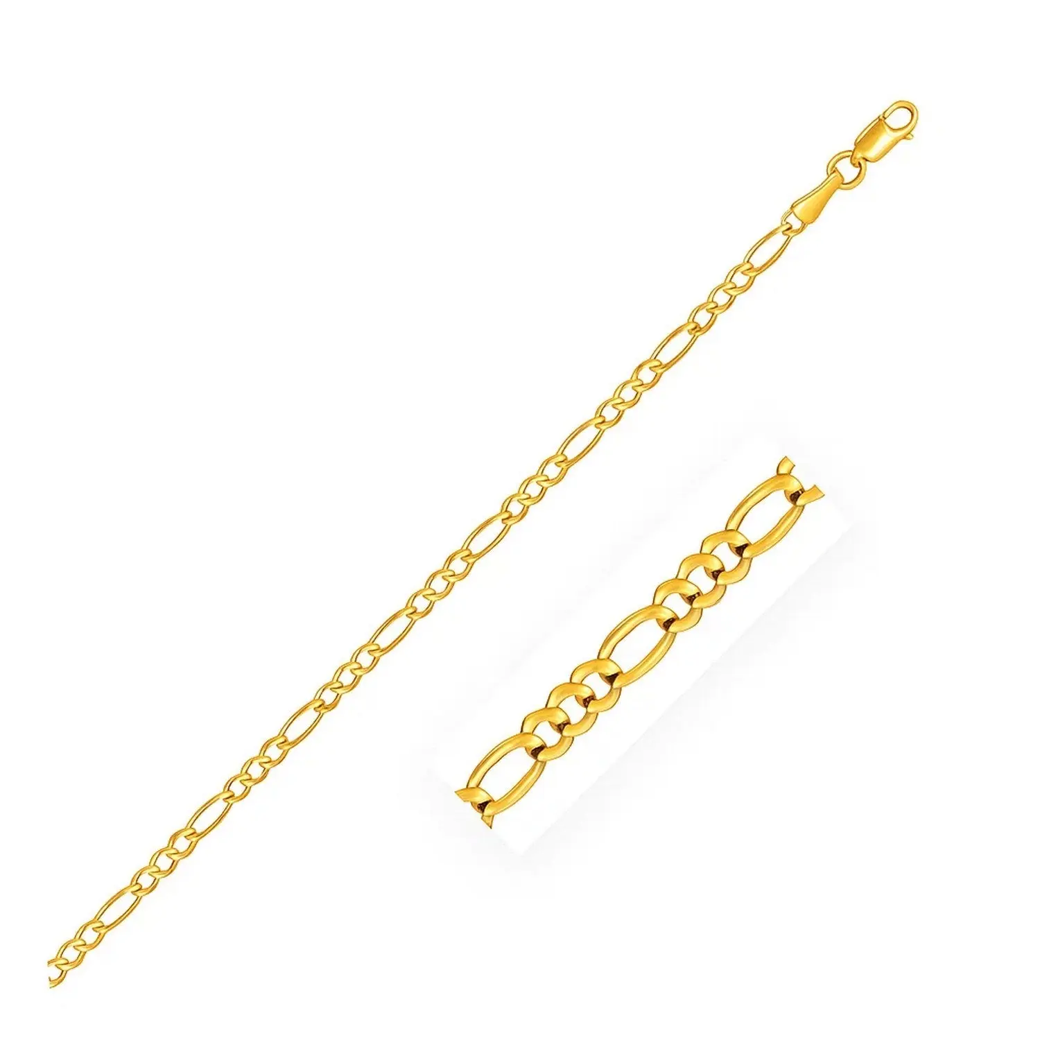 2.8mm 14k Yellow Gold Figaro Anklet