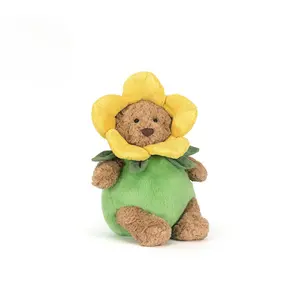 Limited Spring and Autumn New Product Barcelona Bear Narcissus Flower Set Plush Toy Doll Sunflower Doll Cute Plush Doll Soothing Plush Toy Birthday Gift