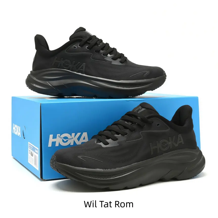 This sleek full-black mesh running shoe delivers clean urban outdoor sport vibes. Air-permeable mesh prevents sweaty feet, wide curved thick midsole softens hard pavement shock, padded ankle collar locks feet steady during long exercise sessions.