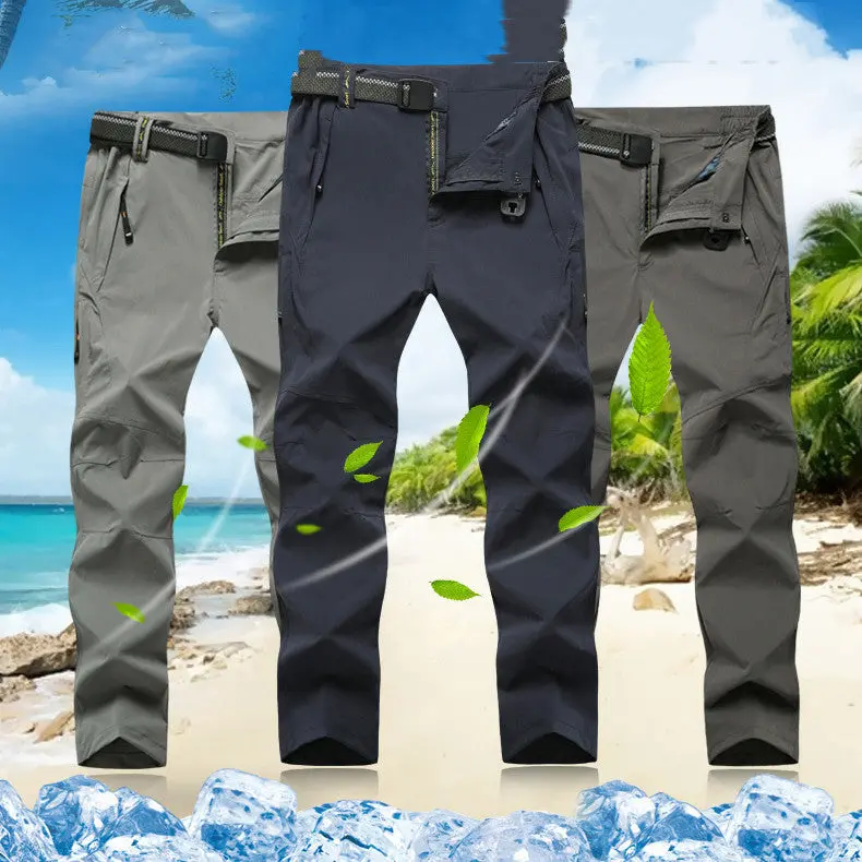 Men's Outdoor Tactical Trouser Apparel - Quick-Drying, Stretch, Sunscreen, Wear-Resistant Fabric Garment with Pockets for Spring, Summer