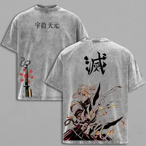 Uzui Tengen Demon Slayer Tee – Vintage Oversized Washed Shirt, Double Printed Heavy Cotton Unisex Anime Manga Streetwear Gift for Fans XJV