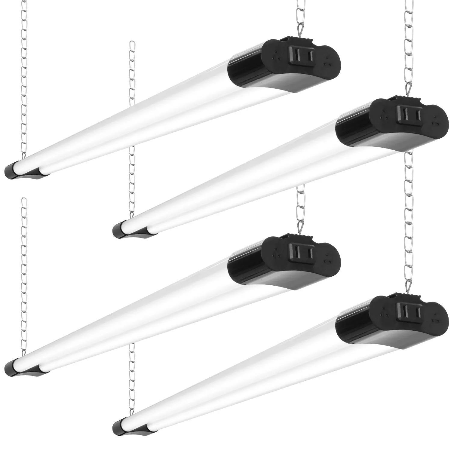 4FT LED Shop Light, 42W LED Batten Light, 6500K Cool White Linkable Plug in Light Fixture, T8 Tube Light for Workshop,Hanging or Surface Mount, Black