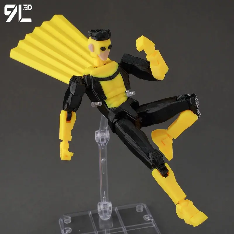 Unisex 9L 3D Printed Multi-Jointed Articulated Figure - Invincible 3.0 Black-Yellow Battle Suit Lucky Dummy Collectible Figurine, Character Toy Action Figures with Mix & Match Parts for Ages 6+ Anime-Inspired Toy