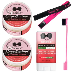 5 Count Edge Control Wax Set - Non-Greasy Strong Hold for Smooth Edges, Strawberry Scent Hair Wax Stick for Perfect Styling Olive Oil Gel Haircare