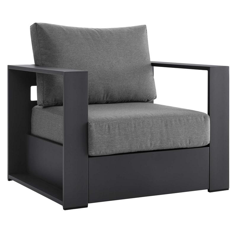 Modway Tahoe Outdoor Patio Powder-Coated Aluminum Armchair in Gray Charcoal