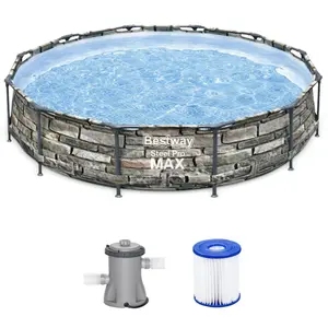 Bestway 12-ft x 12-ft x 30-in Metal frame Round Above-Ground Pool with Filter Pump
