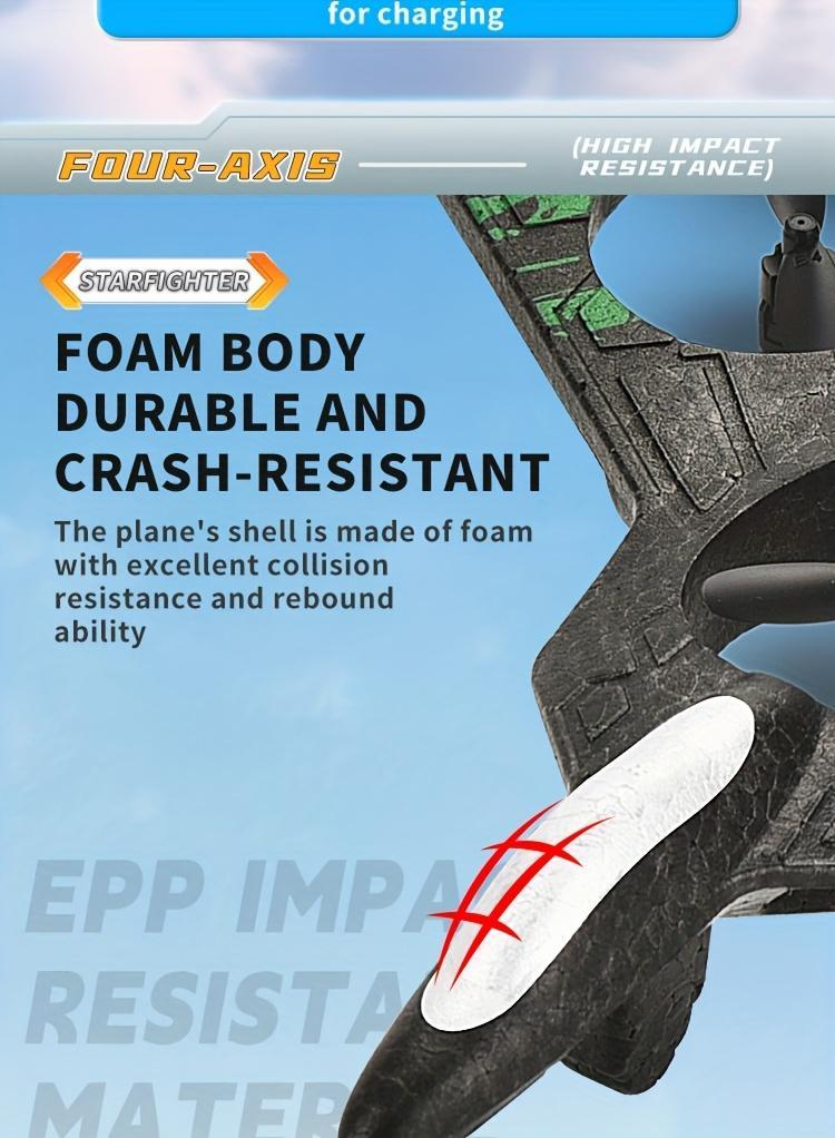 Long-Flight LED RC Fighter Jet Drone for Kids – One-Key Return, Durable FoaRemote control airplane,Combat-Shaped Drone, Equipped with LED Cool Color Lights, Features One-Key Takeoff and Landing