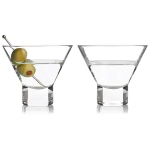 Viski Set of 2 Heavy Base Crystal Martini Glasses