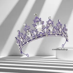 Comeback Crystal Tiara Purple Crown,for Girls Princess Crown Wedding Crowns for Brides