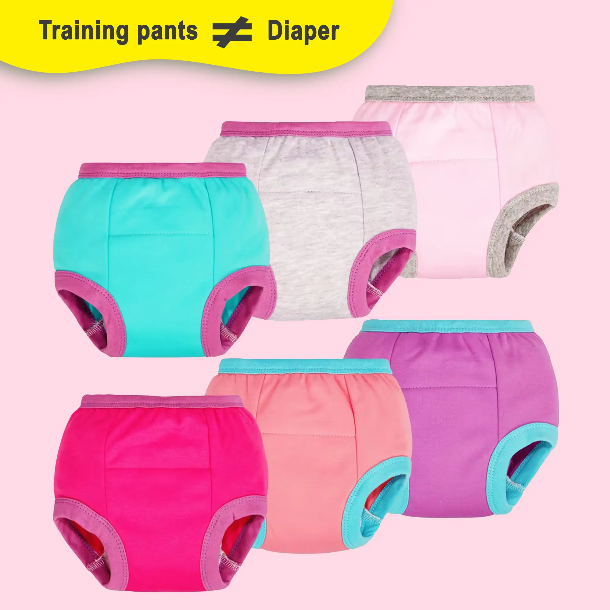Big Elephant 6-Pack  Potty Training Pants for Boys and Girls  – Soft and Comfortable 100% Cotton Training Underwear for Toddlers