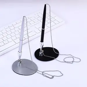 1/2 pcs Metal Chain Desk Signature Pen, Rotating Metal Ballpoint Pen, Anti-Loss, black and white optional, Suitable for Hotel Bank Company Front Desk