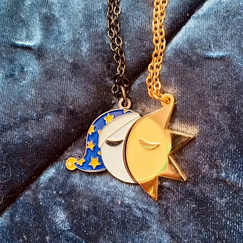 2000s jewelry Sun Moon Exquisite Pendant Necklace Creative Cartoon Stitching Lovely Elegant Personality Versatile Daily Party Wear Ladies Couple Jewelry Gifts