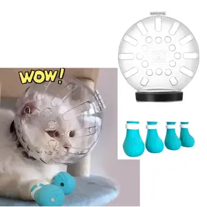 5pcs/Set (2size)Cat Space Hood Anti-Scratch Breathable Hood Cat Protector Anti-Scratch Hood for Grooming Cleaning Adjustable Breathable Hood Cat Bath Paw Protector Shaving Bathing Grooming Travel Tools Christmas Gift