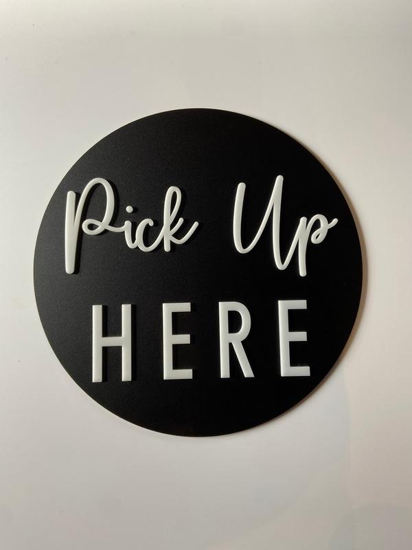 Order Here Pickup Here Outdoor Business Sign | Weatherproof and UV Stable | Food Truck Ice Cream Window | 3M Adhesive Backing 12x12” Round