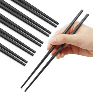 Stainless Steel Chopsticks  Multicolor Lightweight 304 Metal Chopsticks Dishwasher Safe - 5 Pairs (Black)