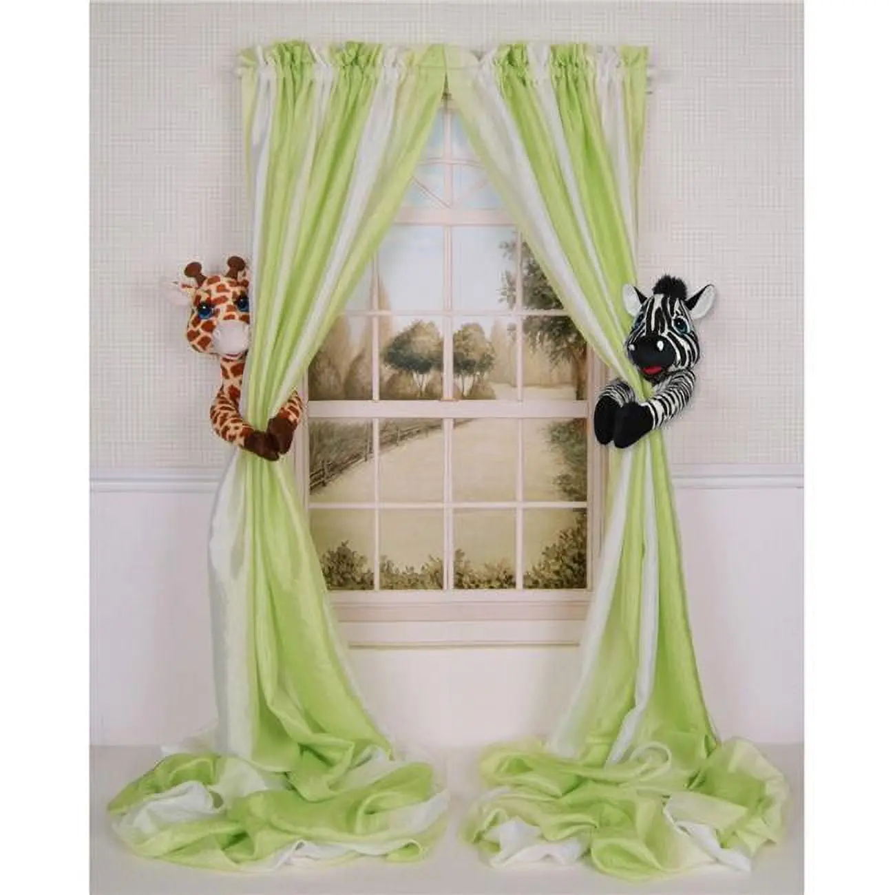 Plush Safari Giraffe & Zebra Curtain Tieback Collector Set of 2 - Brown, Black & White Curtain & Blind Accessory, Set Of Two
