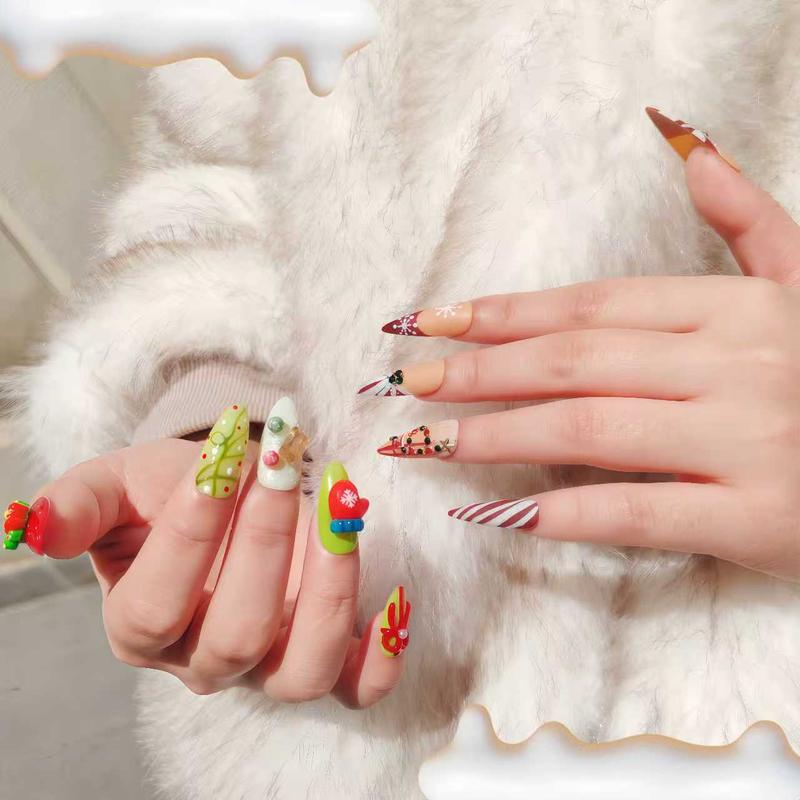 QINSINGE Winter Limited 2-Pack Press-On Nails Set | Buy 2 Save More, Cozy Winter Aesthetic, Handcrafted Luxury Nails for Holiday & Daily Looks