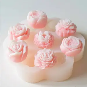 3D Small Peony Silicone Candle Mold DIY Handmade Creative Flower Aromatherapy Plaster Resin Soap Making Supplies Kit Home Gifts
