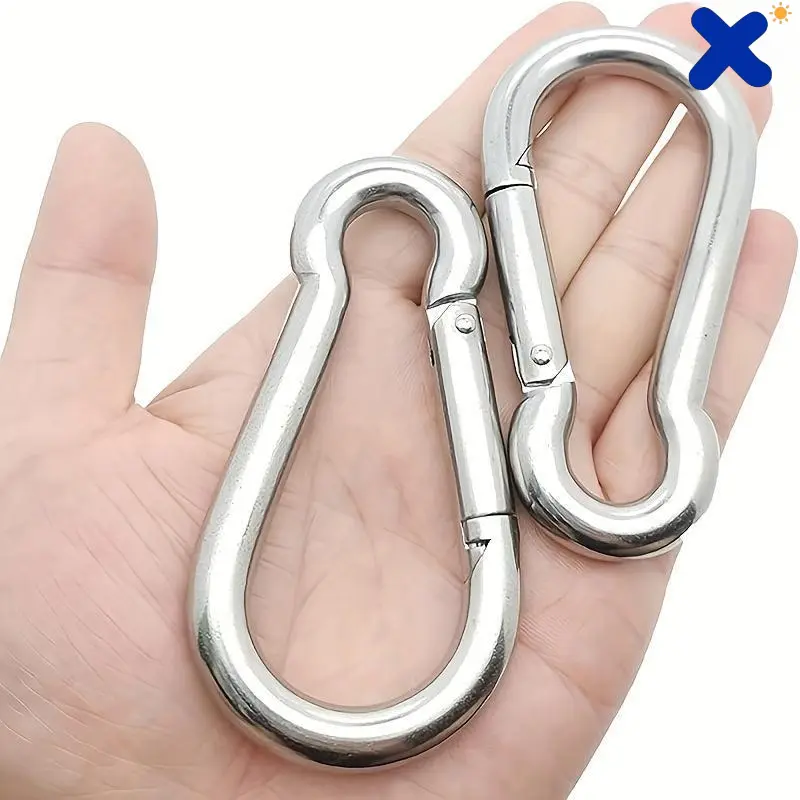 2 Pack 304 Stainless Steel Spring Snap Hooks, 300Lbs Heavy Duty Carabiners for Camping Hammock Swing Fishing Backpack Keychain Outdoor Activities