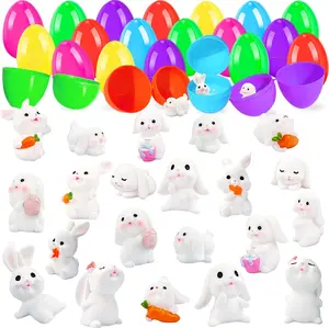 Bunny and Mini Rabbit 24 Pcs Filled Easter Eggs with Toys for Easter Hunt Eggs, Easter Basket Stuffers, Kids, Party Favors, Gifts Idea Easter Day