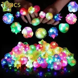 10 Glow-In-The-Dark Silicone Finger Rings, Neon Party Gifts, Party Favors Assortment, Electronic Drive, Perfect for Birthdays, Concerts, Bars, Christmas, Halloween