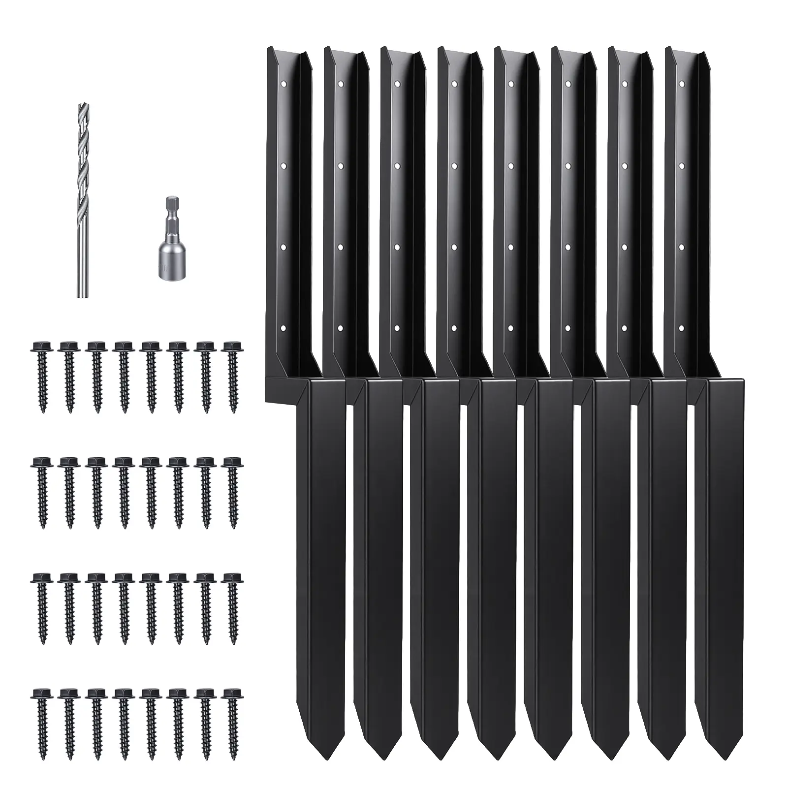 Fence Post Repair Kit, Includes Heavy Duty Fence Posts Repair Stakes, Steel Ground Spikes for Repairing Broken or Tilted Wooden Posts in Yards Farms