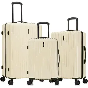 DRIP 3 count Hardside Luggage Sets | 20 24 28 inch Durable Lightweight Large Checked and Carry  Suitcase | Zippered Suit Case with Gel Handles and Trolley | Sand