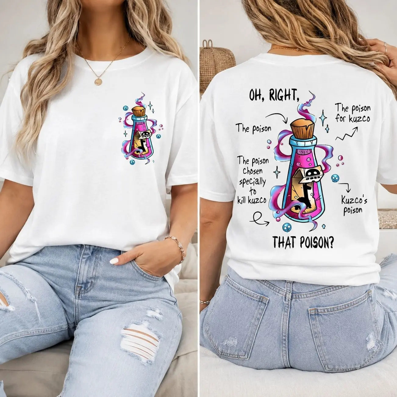Oh Right That Poison Shirt, Two Sided Vintage Emperor's New Groove Tee, Funny Disney Shirt for Group Trip 9