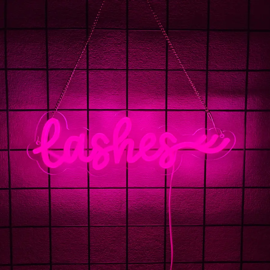 Lashes Neon Sign, Eyelashes Lashes Letters  Sign Light,  Powered Aesthetic Room Lashes Salon Decor, for Bedroom Beauty Room Studio Bar Pub Barber Business Shops Office, Indoor Decorative Light, Modern Mood Lighting, Led Neon Light