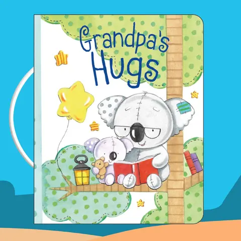 "Grandpa's Hugs" Animal Handle Kid Board Book (Regular Edition) - English-Style Cute Illustrations, Sturdy Pages, Gentle Rhyming Text, Fishing Trip Scenes, Convenient Carry Handle, Cozy Bedtime Read, Celebrates Grandpa's Love, for Ages 0+ (Kid Books)