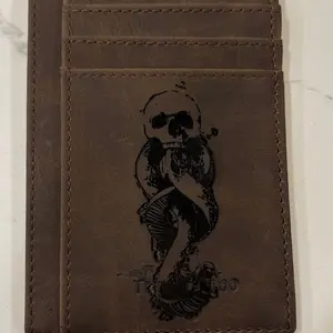 Custom engraved leather wallet